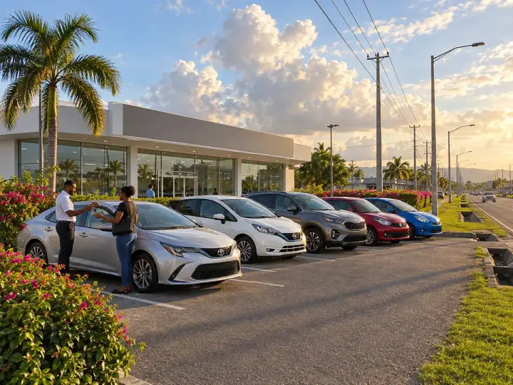 Rental cars outside an office